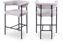 Malin Linen Textured Fabric Upholstered Counter Stool - Grey