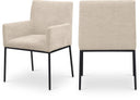 Reeves Chenille Fabric Upholstered Dining Arm Chair - Beige