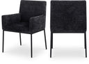 Reeves Chenille Fabric Upholstered Dining Arm Chair - Black