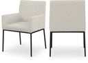 Reeves Chenille Fabric Upholstered Dining Arm Chair - Cream