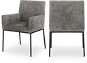 Reeves Chenille Fabric Upholstered Dining Arm Chair - Grey