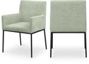 Reeves Chenille Fabric Upholstered Dining Arm Chair - Mint