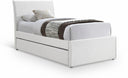 Myles Linen Textured Fabric Upholstered Twin Trundle Bed - Cream