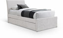 Myles Chenille Fabric Upholstered Twin Trundle Bed - Cream