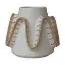 Wave Terracotta Vase Low White, view 2