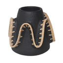 Wave Terracotta Vase Low Black
