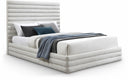 Maxwell Linen Textured Fabric Upholstered Bed - Cream