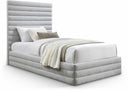 Maxwell Linen Textured Fabric Upholstered Twin Bed - Grey