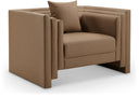 Everett Vegan Leather Upholstered Chair - Brown