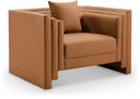 Everett Vegan Leather Upholstered Chair - Cognac
