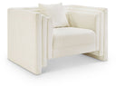 Everett Chenille Fabric Upholstered Chair - Cream