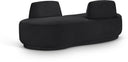Argyle Chenille Fabric Upholstered Chaise/Loveseat - Black