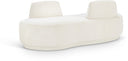 Argyle Chenille Fabric Upholstered Chaise/Loveseat - Cream