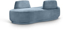 Argyle Chenille Fabric Upholstered Chaise/Loveseat - Light Blue