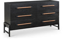 Kaya Oak Veneer And Vegan Leather Handle Dresser - Black