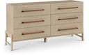 Kaya Oak Veneer And Vegan Leather Handle Dresser - Natural
