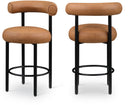 Bordeaux Vegan Leather Upholstered Counter Stool - Cognac
