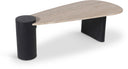 Taverna Travertine Top And Oak Wood Base Coffee Table - Black