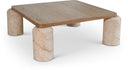 Ferrara Genuine Marble Base And Oak Wood Top Coffee Table - Beige