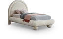 Madrid Velvet Upholstered Twin Bed - Cream