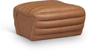 Vega Vegan Leather Upholstered Ottoman - Cognac