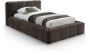 Carlin Chenille Fabric Upholstered Twin Bed - Brown