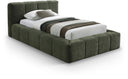 Carlin Chenille Fabric Upholstered Twin Bed - Olive