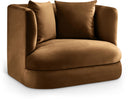 Alder Velvet Upholstered Accent Chair - Saddle
