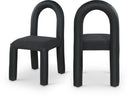 Amari Vegan Leather and Boucle Fabric Upholstered Dining Chair - Black