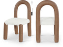 Amari Vegan Leather and Boucle Fabric Upholstered Dining Chair - Brown