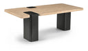 Ravenna Genuine Travertine Top And Oak Wood Base Coffee Table - Natural