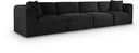 Shaggy 140" Corduroy Performance Fabric Upholstered Modular Sofa - Black