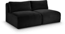 Shaggy 62" Corduroy Performance Fabric Upholstered Modular Loveseat - Black