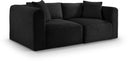Shaggy 78" Corduroy Performance Fabric Upholstered Modular Loveseat - Black