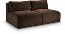 Shaggy 62" Corduroy Performance Fabric Upholstered Modular Loveseat - Brown
