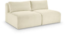 Shaggy 62" Corduroy Performance Fabric Upholstered Modular Loveseat - Cream