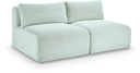 Shaggy 62" Corduroy Performance Fabric Upholstered Modular Loveseat - Mint