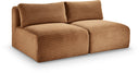 Shaggy 62" Corduroy Performance Fabric Upholstered Modular Loveseat - Saddle