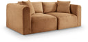 Shaggy 78" Corduroy Performance Fabric Upholstered Modular Loveseat - Saddle