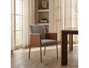 Pettit - Modern Light Grey/ Camel and Brass Arm Dining Chair