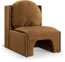 Sigma Velvet Upholstered Accent Chair - Saddle