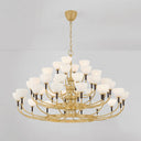 Vintage Brass Brahma Chandelier 48.75" by Corbett Lighting, view 3