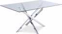 Xander 60" Glass Top And Steel Base Dining Table - Chrome