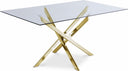 Xander 60" Glass Top And Steel Base Dining Table - Gold