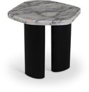 Puglia Genuine Marble Top And Oak Wood Base End Table - White