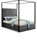Jax Velvet Upholstered Bed - Grey