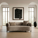 Arnaud - Modern Tan Fabric + Brown Oak Loveseat Sofa