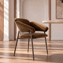 Jafar - Modern Brown Fabric - Antique Brass Dining Chair, view 4