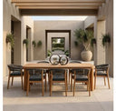 Kamari - Outdoor Grey Olefin Fabric + Teak Dining Chair (Set of 2)