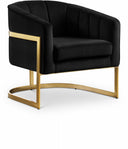 Carter Velvet Upholstered Accent Chair - Black